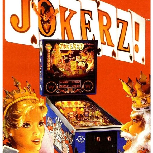 Jokerz Pinball FLYER 1988 Original NOS Art Print Playing Cards Theme - Picture 1 of 4